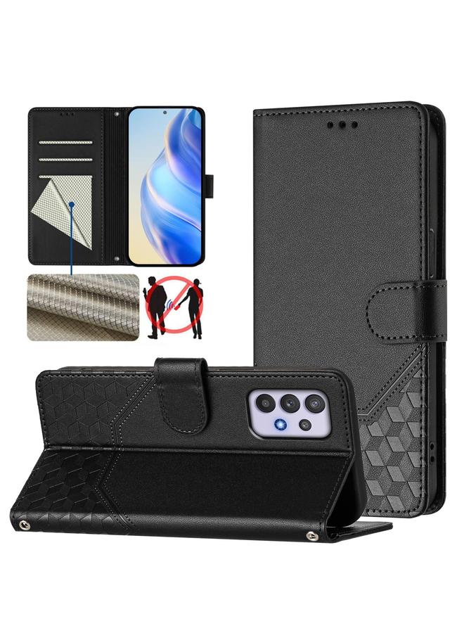 اس-توب جراب لهاتف Samsung Galaxy A32 4G مصنوع من الجلد بنقشة قرص العسل بتقنية RFID - Image 1