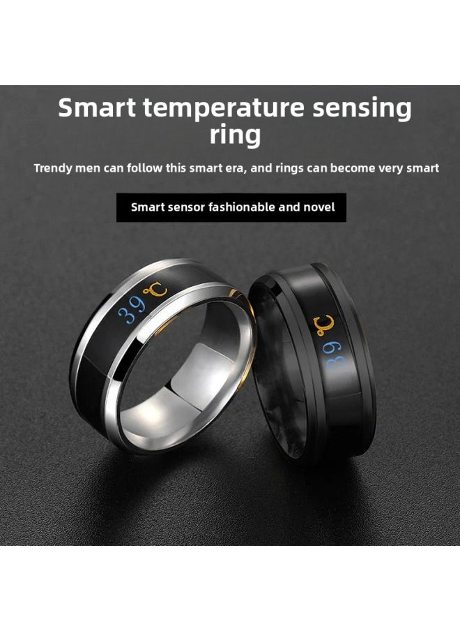 Generic Korean Style Titanium Steel Temperature Ring Men's Trendy Cool Personalized Hip Hop Domineering Social Single Index Finger Tail Ring Color Changing Ring-Colour:Smart Temperature Sensing Ring [silver] No. 9 Finger Circumference 59.5mm  - Image 2