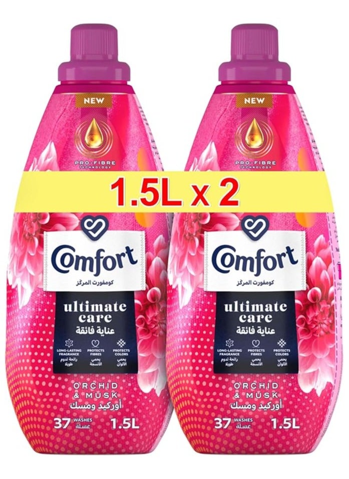 كمفورت منعم الاقمشة المركز من كومفورت برائحة الاوركيد والمسك لعطر يدوم طويلا، 2 × 1.5 لتر 