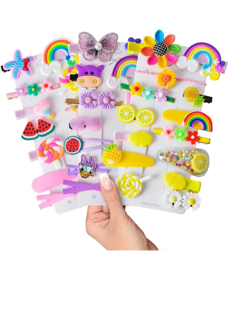 Baby Hair Clips, Hair Clips for Girls, Cute Hair Clips Candy Rainbow Cartoon Mini Hairpins Toddler Girl Hair Barrettes Flower Fruit Butterfly Hair Clips Sweet Newborn Infants Kids Hair Accessories - Image 1
