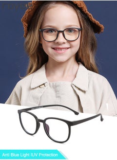 Kids Anti Blue Light Glasses,Children Anti Eyestrain Computer Glasses, Gaming Eyewear UV400 Protection and Super Light TPEE Frame for Boys Girls and  Age 3-12（Black）