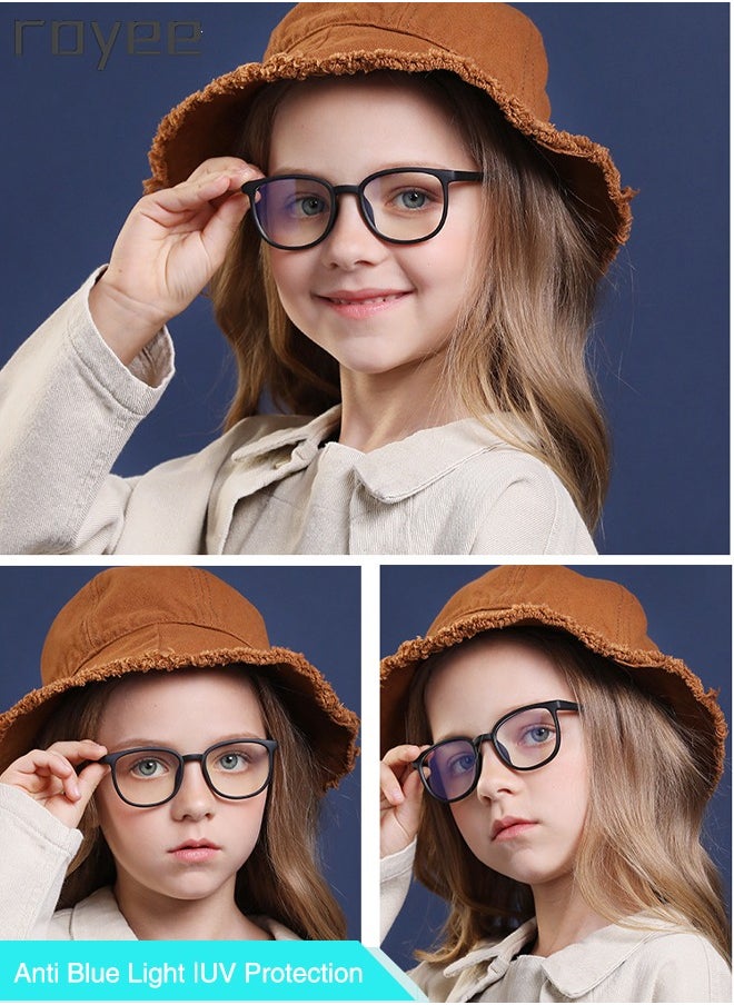 Royee - Kids Anti Blue Light Glasses,Children Anti Eyestrain Computer Glasses, Gaming Eyewear UV400 Protection and Super Light TPEE Frame for Boys Girls and  Age 3-12（Black） - Image 1