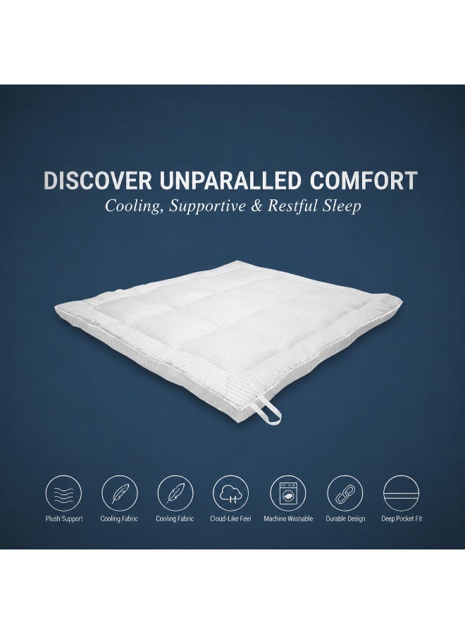Single Ultra Soft Mattress Topper - 100 x 200+cm 500 GSM | Luxury Microfiber Bed Topper with Elastic Corner Straps | Extra Plush Fiber Filled Mattress Pad for Back Pain Relief & Hotel Comfort - Image 5