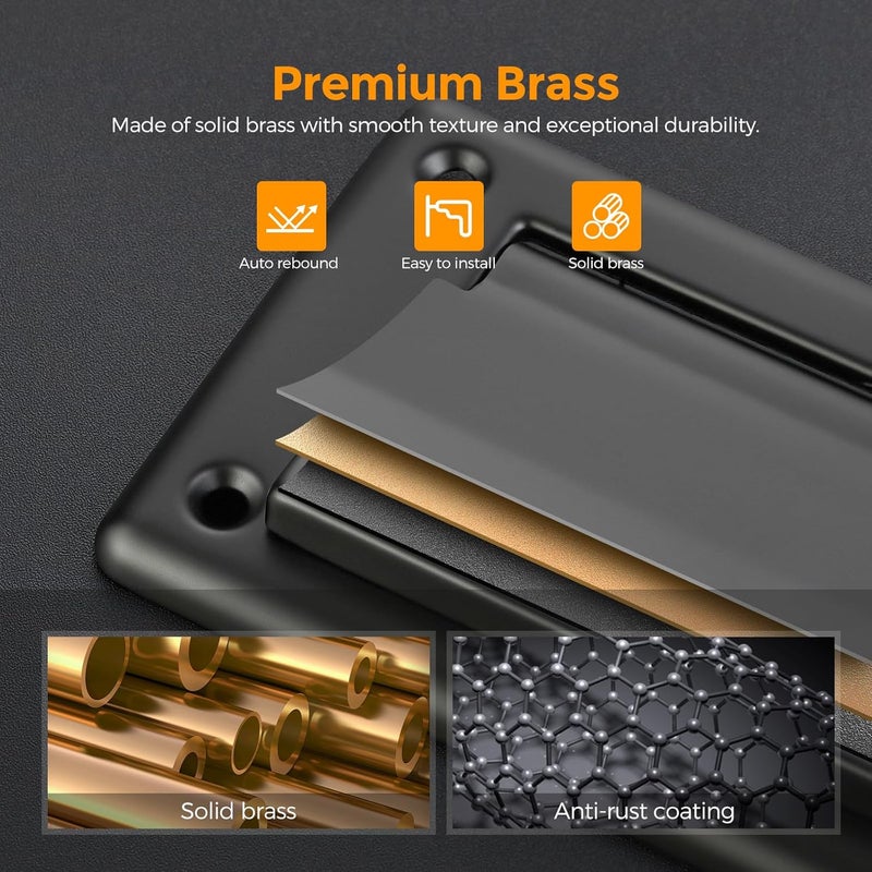 Ravinte Decor Mail Slot for Front Door, Door Mail Slot Solid Brass 13 Inch with Solid Brass Internal Frame, Matte Black,1 Pack - Image 2