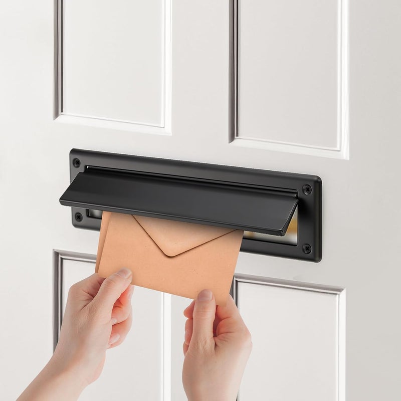 Ravinte Decor Mail Slot for Front Door, Door Mail Slot Solid Brass 13 Inch with Solid Brass Internal Frame, Matte Black,1 Pack - Image 5