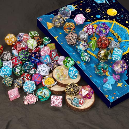 QMAY Polyhedral Dice 24 Pcs Mystery Dice Box Random Styles Dice Pins Badges Bulk DND Dice Dice Advent Calendar DD Gifts Great for Dungeons and Dragons RPG MTGRole Playing Table Game - Image 5