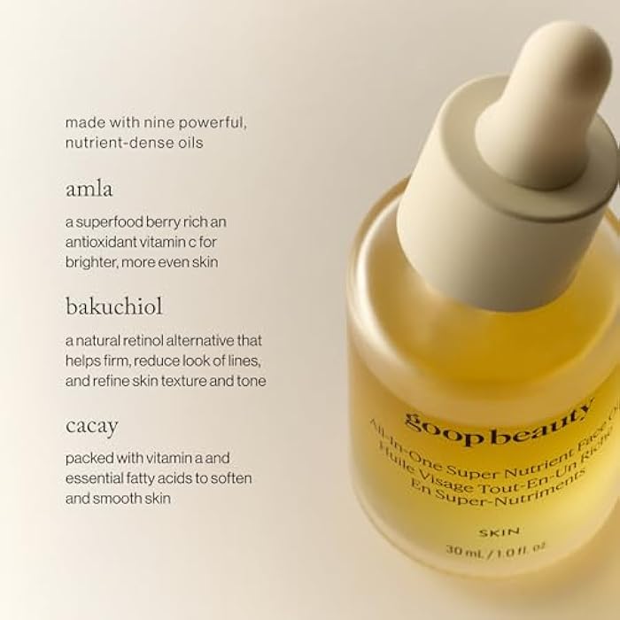 goop Beauty Nutrient Face Oil | Anti Aging Moisturizer for Smooth Skin Texture & Wrinkles | Bakuchiol, Cacay, & Organic Amla | 1 fl oz - Image 3