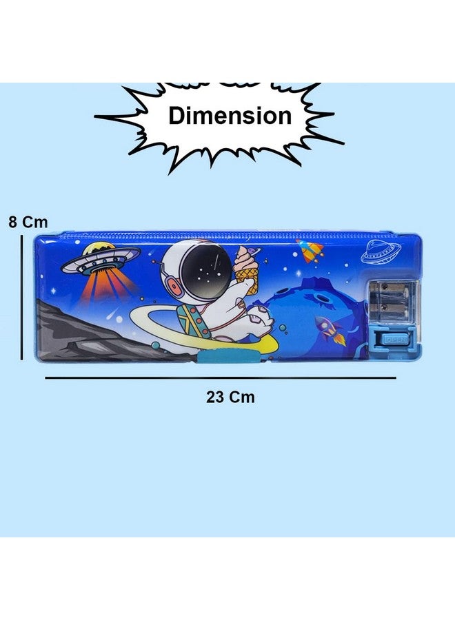 PARTEET Stationery Combo Pencil Box Inbuild LED Light, Sharpener, Dual Compartment, Magnetic Lock, Pen, Pencil, Scale, Eraser, Highlighter, Colour Pencils Set for Kids (Blue) - Image 3