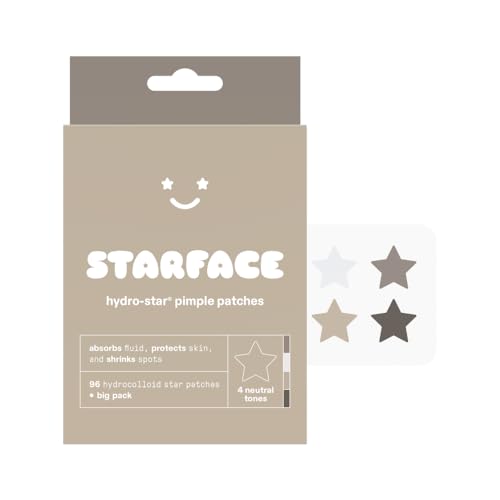 Starface World نجوم الأرض حزمة كبيرة من لاصقات حب الشباب الهيدروكولودية تمتص السوائل وتقلل الاحمرار بشكل نجمي لطيف و 4 ألوان محايدة 96 قطعة - Image 1