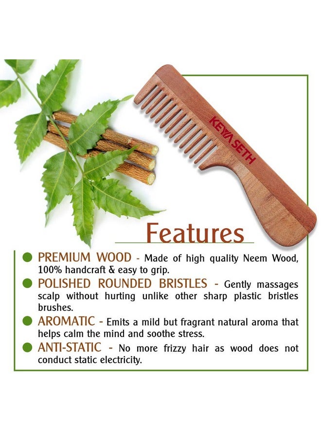Keya Seth Aromatherapy Keya Seth Aromatherapy, Organic Neem Wooden Comb With Handle Ii Massages Scalp, Stimulates Hair Growth, Removes Dandruff  - Image 4