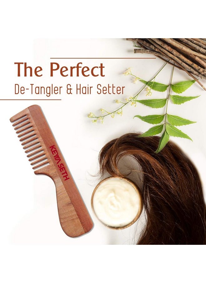 Keya Seth Aromatherapy Keya Seth Aromatherapy, Organic Neem Wooden Comb With Handle Ii Massages Scalp, Stimulates Hair Growth, Removes Dandruff  - Image 3