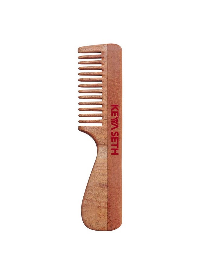 Keya Seth Aromatherapy Keya Seth Aromatherapy, Organic Neem Wooden Comb With Handle Ii Massages Scalp, Stimulates Hair Growth, Removes Dandruff  - Image 1
