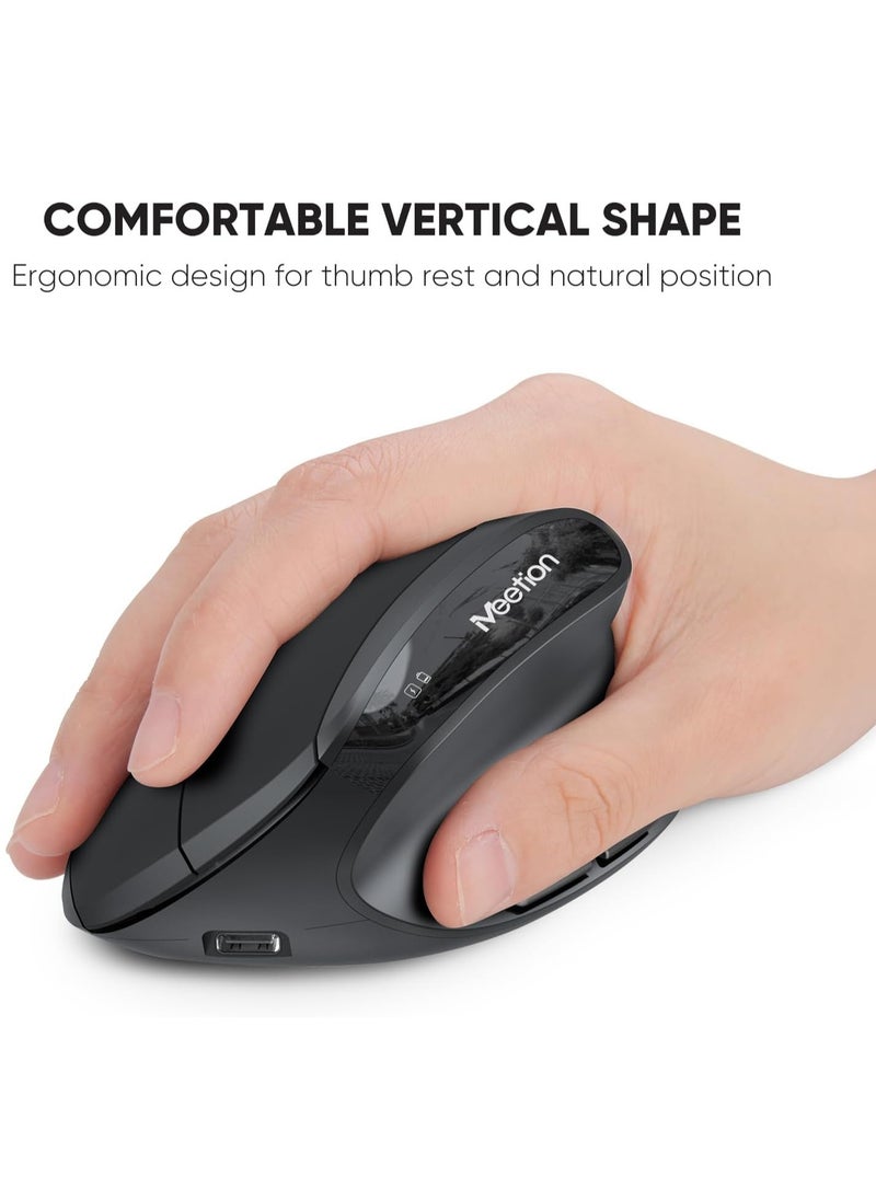 MEETION Director-C Ergonomic Wireless Keyboard and Mouse, Ergonomic Gaming Keyboard with Vertical Mouse, Split Arch Keyboard with Cushioned Wrist Palm Rest, Natural Typing Rechargeable Full Size, Windows/Mac/Computer/Laptop