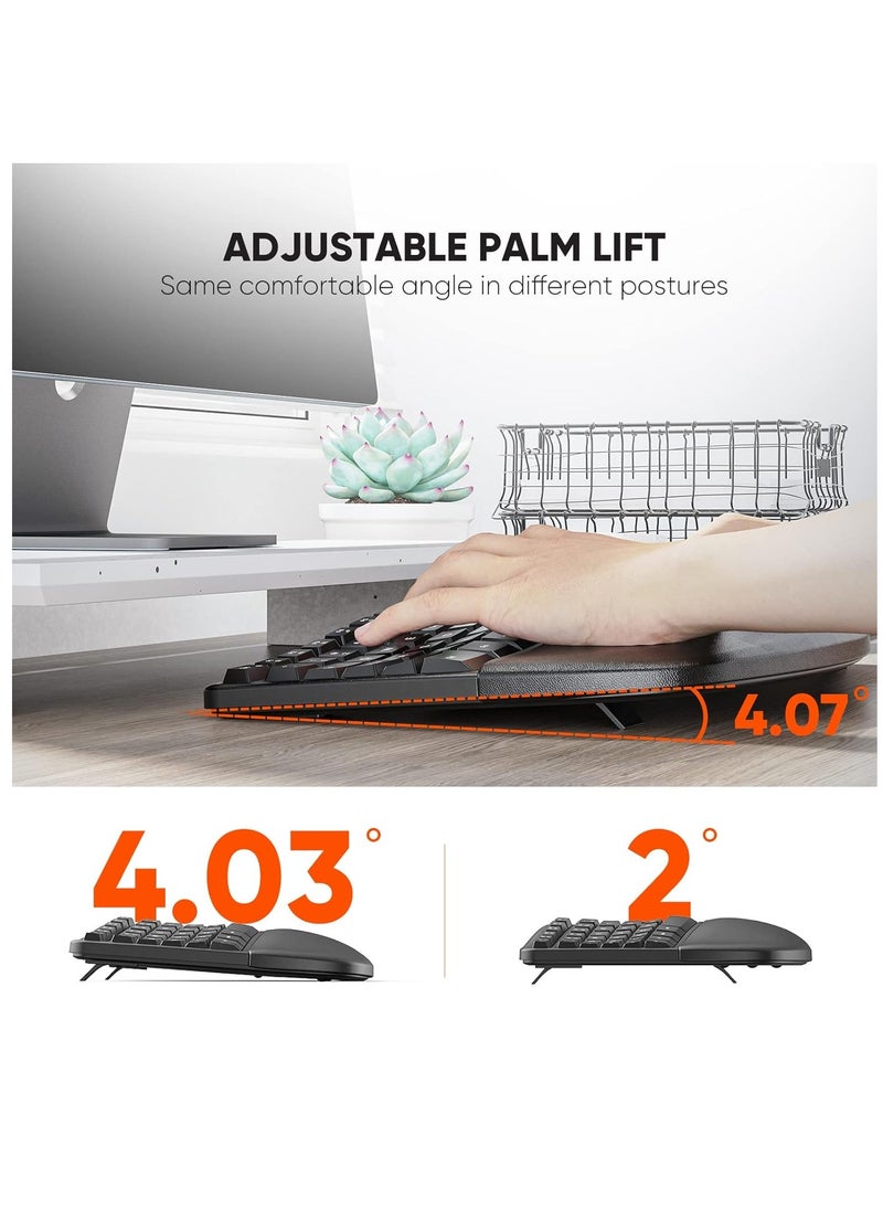 Meetion MEETION Director-C Ergonomic Wireless Keyboard and Mouse, Ergonomic Gaming Keyboard with Vertical Mouse, Split Arch Keyboard with Cushioned Wrist Palm Rest, Natural Typing Rechargeable Full Size, Windows/Mac/Computer/Laptop  - Image 5