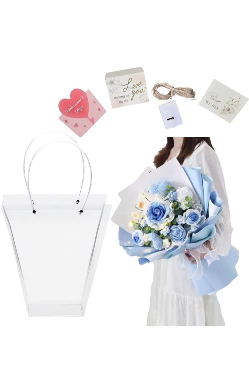 i diD New Creative Gift Handmade Knitting Large Bouquet Flowers Cotton Crochet Flowers with LED Lights in Clear Bag, Suitable for valantine's Day ,Wedding , Birthday, Mother's Day, Women's Day, All Events - Image 2