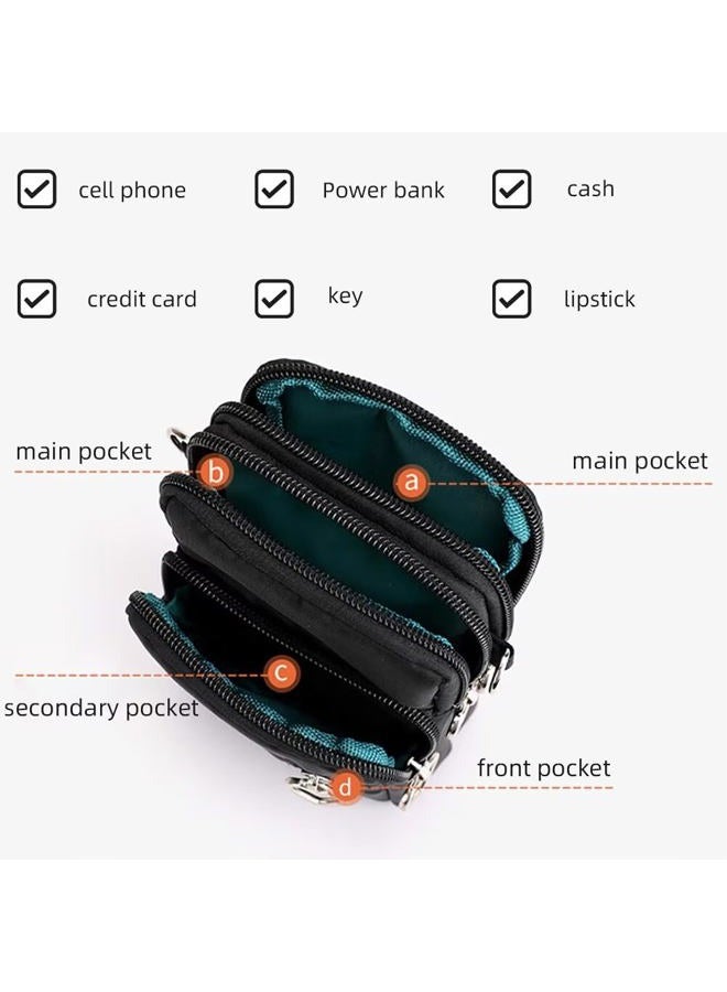 EDIWER Cell Phone Bag Water Resistant Crossbody Travel Purse Sport Arm Bag Wallet Mini Shoulder Handbag with Adjustable Strap, Black - Image 5