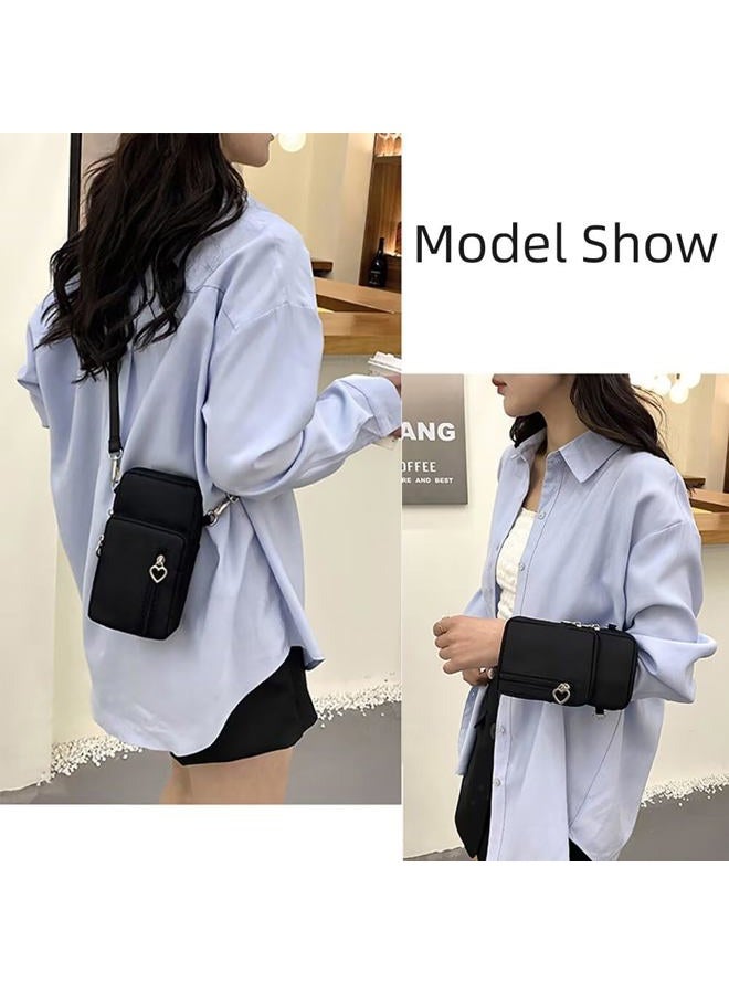 EDIWER Cell Phone Bag Water Resistant Crossbody Travel Purse Sport Arm Bag Wallet Mini Shoulder Handbag with Adjustable Strap, Black - Image 2