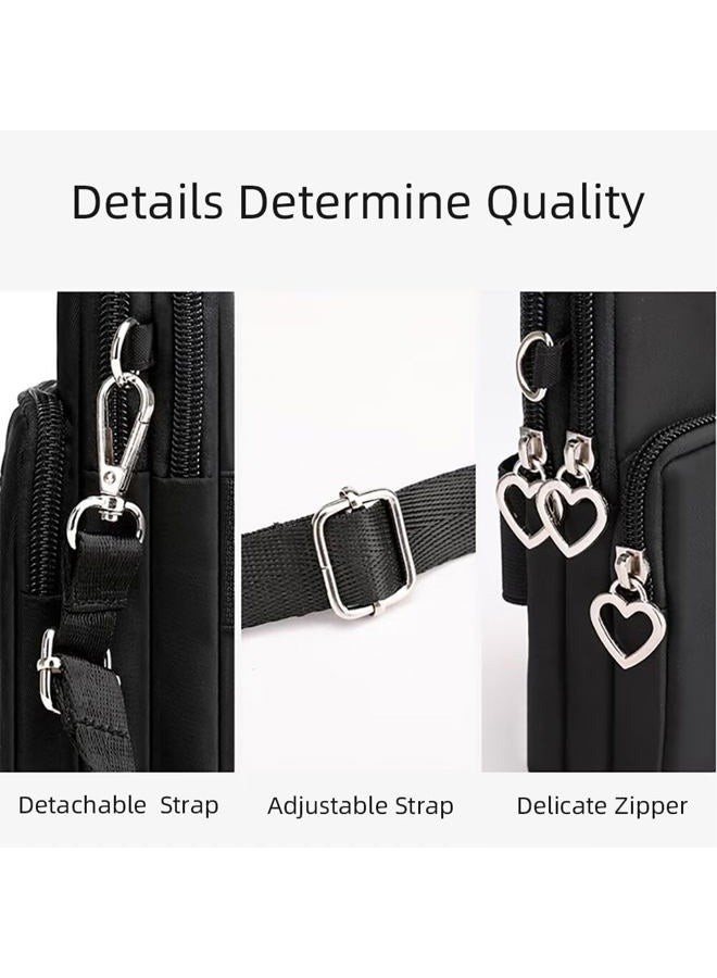 EDIWER Cell Phone Bag Water Resistant Crossbody Travel Purse Sport Arm Bag Wallet Mini Shoulder Handbag with Adjustable Strap, Black - Image 4