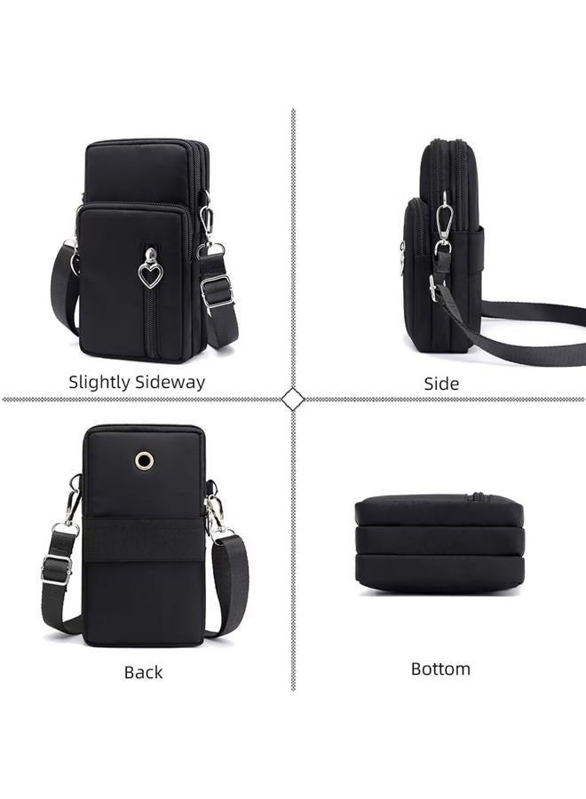 EDIWER Cell Phone Bag Water Resistant Crossbody Travel Purse Sport Arm Bag Wallet Mini Shoulder Handbag with Adjustable Strap, Black - Image 3