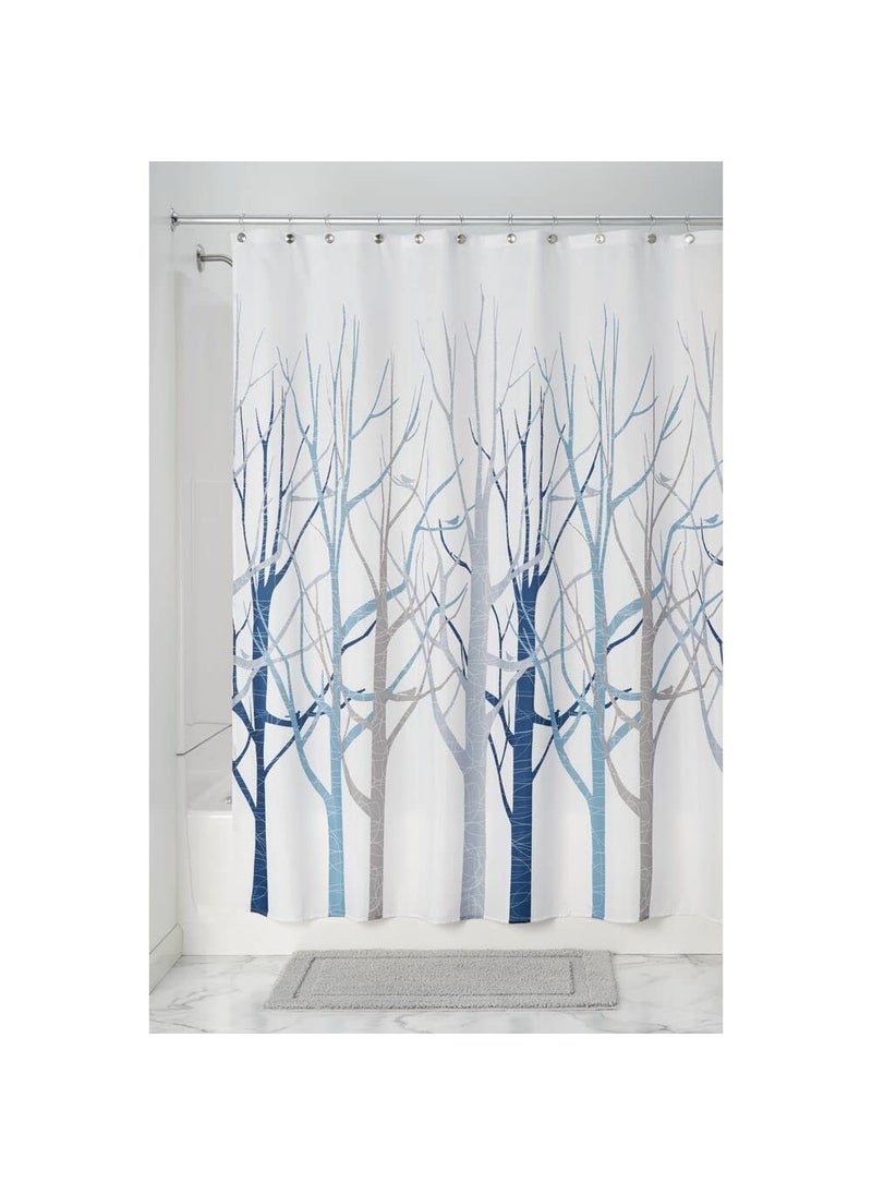InterDesign Forest Fabric Shower Curtain for Master, Guest, Kids', College Dorm Bathroom, 72" x 72", Blue and Gray  - Image 2