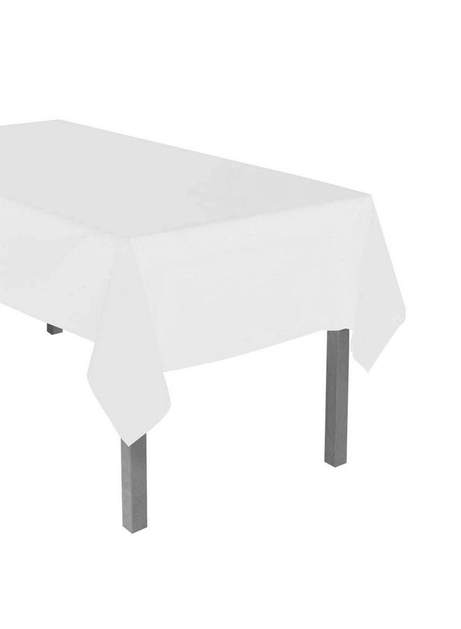 Oojami Disposable Plastic Table Covers (4 Pack 54" X 108") (White) - Image 3