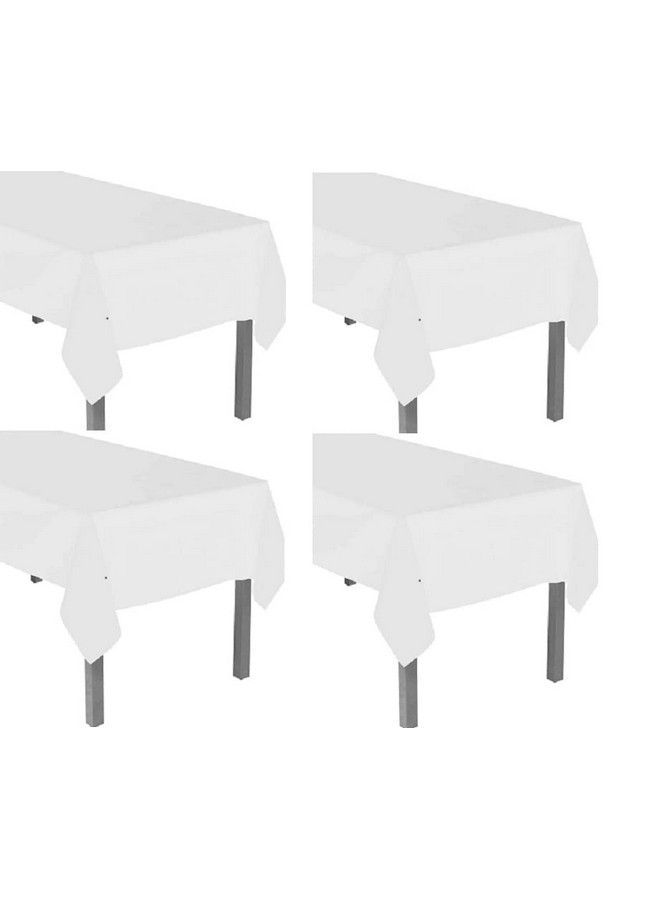 Oojami Disposable Plastic Table Covers (4 Pack 54" X 108") (White) - Image 2