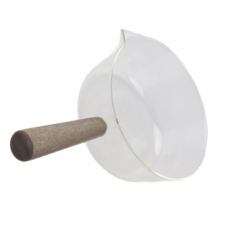 Glass Milk Pot: High Borosilicate Glass, V-Shaped No-Drip Spout, Comfortable Anti-Scald Wooden Handle - Non-Toxic Easy Clean Saucepan for Home Kitchen Gas Stove Use - Image 5