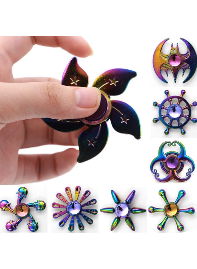 Explosions Electroplating Colorful Fingertip Gyro Zinc Alloy Finger Gyro Metal Decompression Stall Toys-Color:41 Lotus  - Image 2