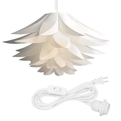 kwmobile Hanging Puzzle Lamp Kit Lotus Flower 197 50cm Modern Ceiling Pendant Light with DIY Shade to Assemble and 15ft Plugin Power Cord