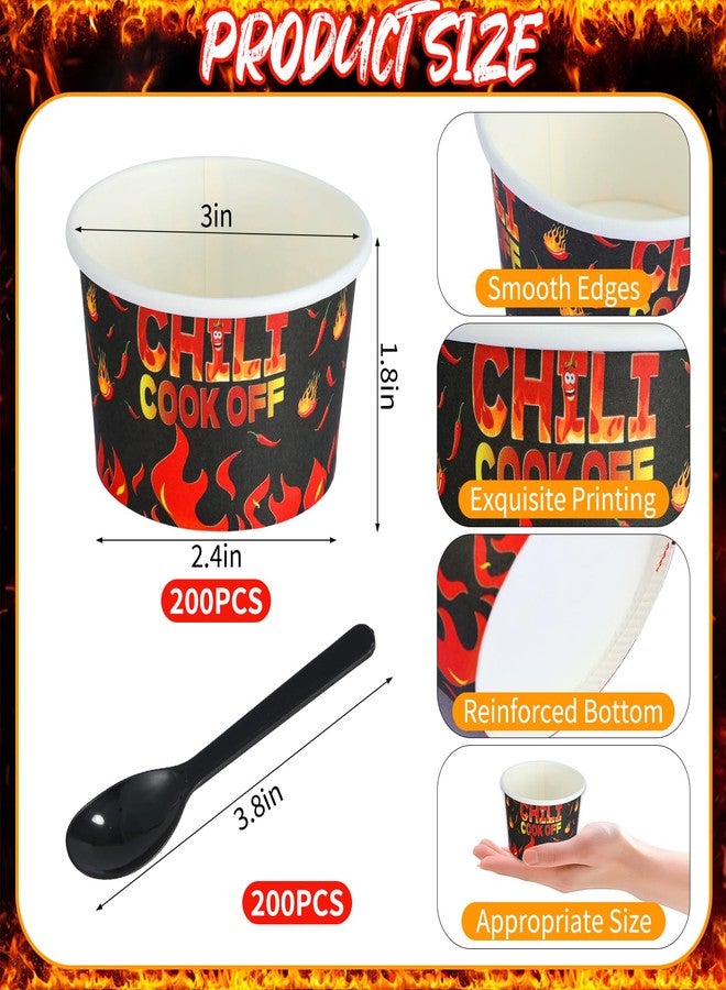 Foxtell 400 Pcs Chili Cook Off Party Decorations Include 5 oz Chili Cook off Tasting Cups and Plastic Spoon for Competition Mexican Party cooking Supplies (200 cups & 200 spoons) - Image 2