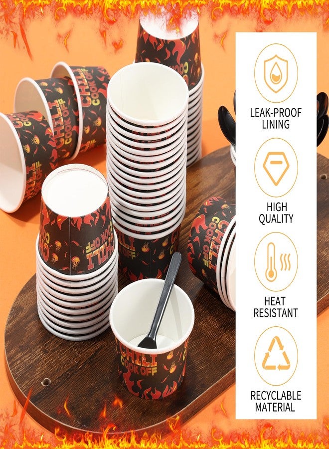 Foxtell 400 Pcs Chili Cook Off Party Decorations Include 5 oz Chili Cook off Tasting Cups and Plastic Spoon for Competition Mexican Party cooking Supplies (200 cups & 200 spoons) - Image 3