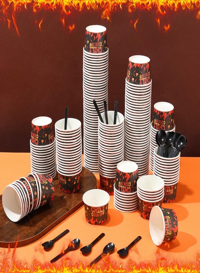 Foxtell 400 Pcs Chili Cook Off Party Decorations Include 5 oz Chili Cook off Tasting Cups and Plastic Spoon for Competition Mexican Party cooking Supplies (200 cups & 200 spoons) - Image 5