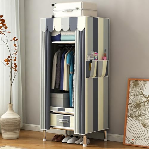 StarAndDaisy Breathable Fabric, Alloy Steel Kids FoldableWardrobe with Cover & Drawers Almirah for Clothes, Accessories/Space-Saving Closet with Side Pockets & Hanging Rod (Elegance), Multicolour - Image 1