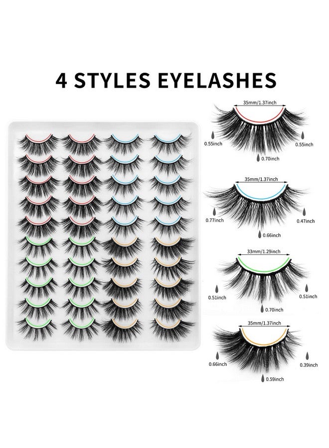 DYSILK Lashes False Eyelashes 20 Pairs 6D 4 Styles Mixed Faux Mink Lashes Thick Wispy Fluffy Natural Fake Eyelashes Cat Eye Lashes Natural Look Reusable Lashes Pack; 10Mm 20Mm - Image 4