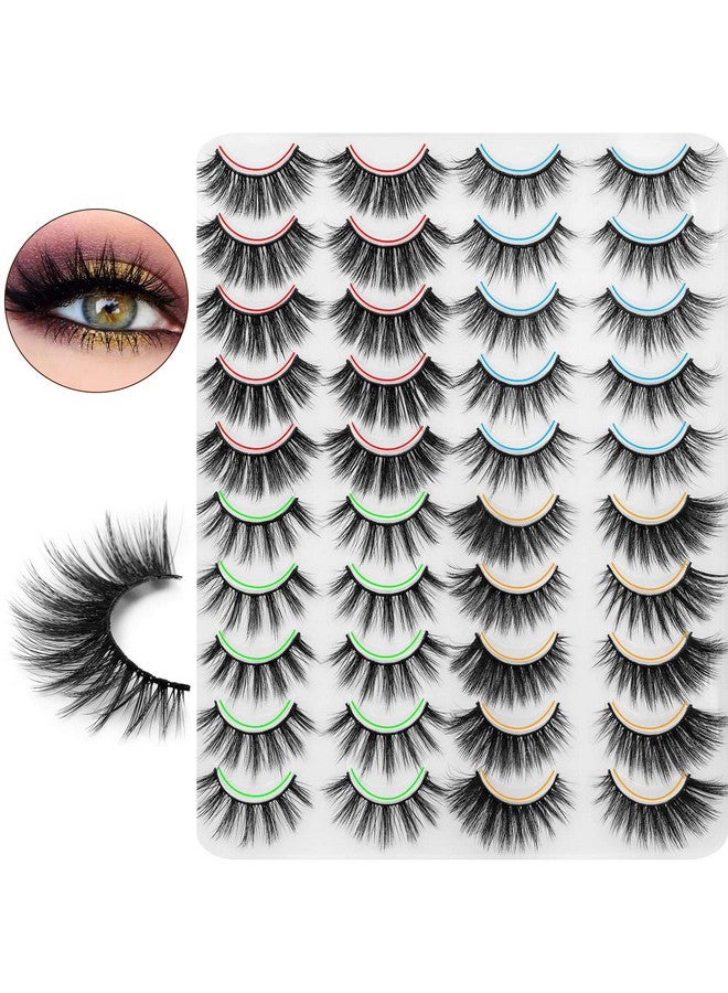 DYSILK Lashes False Eyelashes 20 Pairs 6D 4 Styles Mixed Faux Mink Lashes Thick Wispy Fluffy Natural Fake Eyelashes Cat Eye Lashes Natural Look Reusable Lashes Pack; 10Mm 20Mm - Image 3