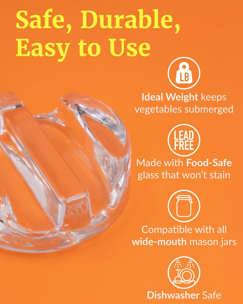 Elementi Fermentation Weight Set of 4 - Easy to Use Glass Fermenting Weights, Perfect Fit for Wide Mouth Mason Jars, Highly Durable Soda-Lime Glass Fermentation Kit for Sauerkraut, Kimchi & More - Image 3