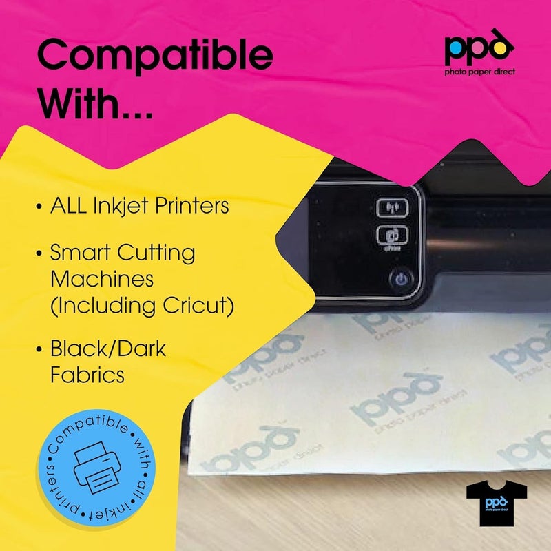 PPD 10 Sheets 8.5x11" - Inkjet Iron-on Heat Transfer Vinyl Paper for Black & Dark Fabric and T-Shirts - Premium - PPD-4-10 - Image 5