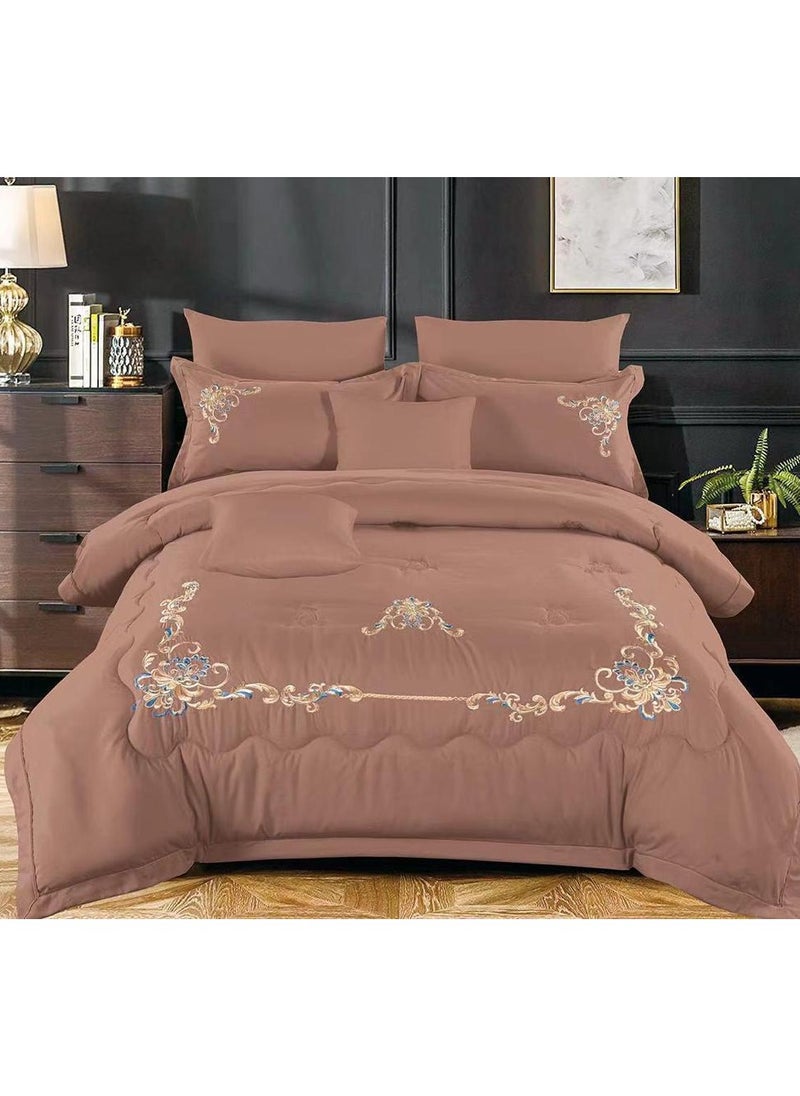Dream Bell Dream Bell 6 Pc Embroidery Cotton Comfy Comforter Set With Fiber Filling 15 