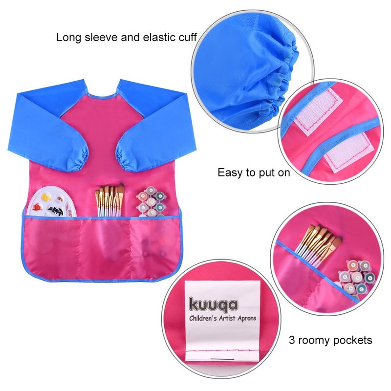 KUUQA Childrens Kids Toddler Waterproof Play Apron with 3 Roomy Pockets - Painting, Feeding Smock - Age 2-4 years (Paints and Brushes not included) - Image 4