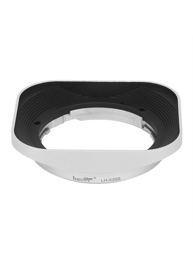 Haoge LH-X35S Bayonet Square Metal Lens Hood for Fujifilm Fuji Fujinon XF 35mm F2 R WR XF35mmF2, XF 23mm f2 R WR XF23mmF2 and XC 35mm F2 XC35mmF2 Lens Replace LH-XF35-2 Silver - Image 3