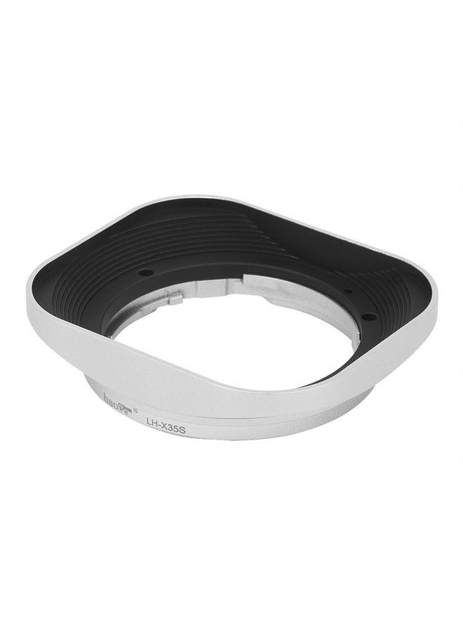 Haoge LH-X35S Bayonet Square Metal Lens Hood for Fujifilm Fuji Fujinon XF 35mm F2 R WR XF35mmF2, XF 23mm f2 R WR XF23mmF2 and XC 35mm F2 XC35mmF2 Lens Replace LH-XF35-2 Silver - Image 2