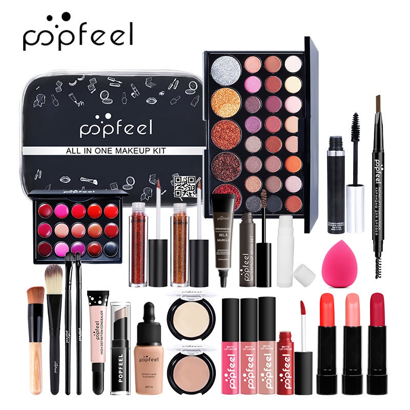 Popfeel Eye Shadow Foundation Lipstick Makeup Set Beginner Cosmetics Complete Set Novice Light Makeup Gift Box - Image 2