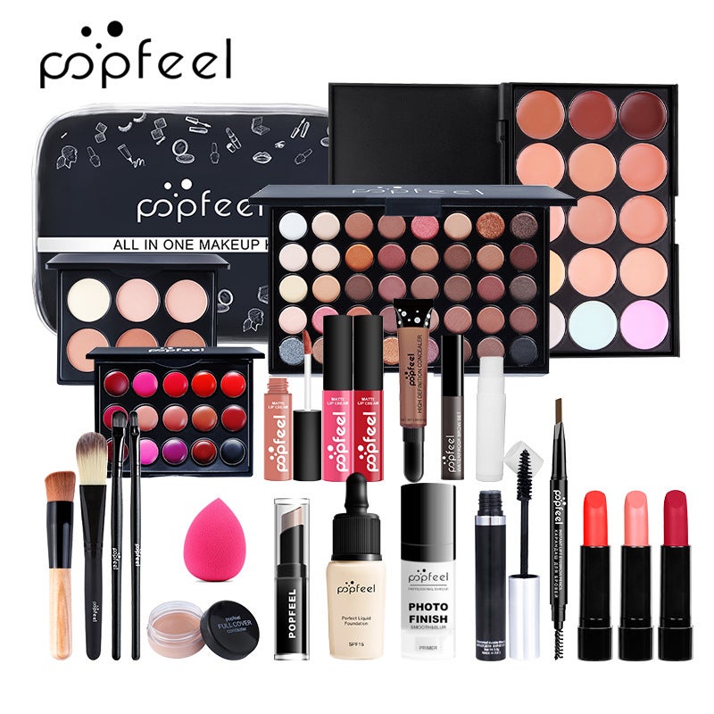 Popfeel Eye Shadow Foundation Lipstick Makeup Set Beginner Cosmetics Complete Set Novice Light Makeup Gift Box - Image 3