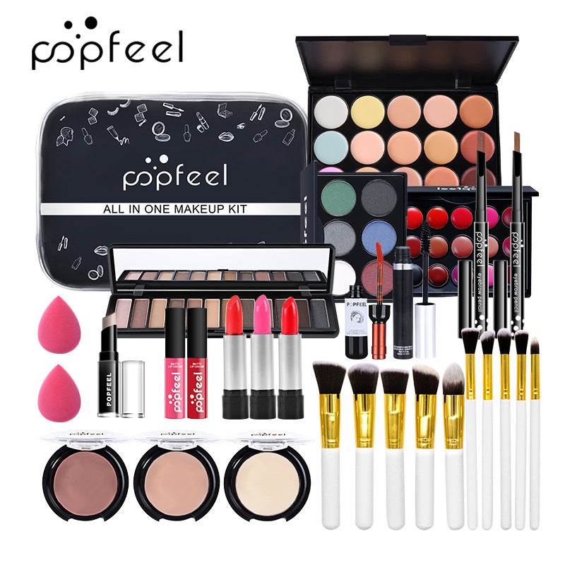 Popfeel Eye Shadow Foundation Lipstick Makeup Set Beginner Cosmetics Complete Set Novice Light Makeup Gift Box - Image 4