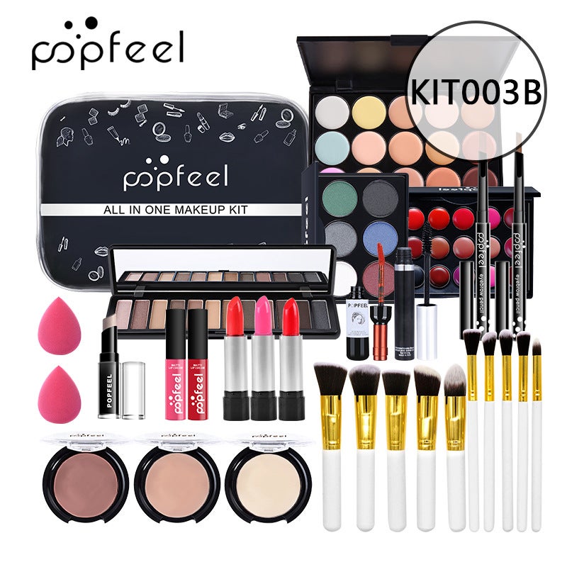 Popfeel Eye Shadow Foundation Lipstick Makeup Set Beginner Cosmetics Complete Set Novice Light Makeup Gift Box - Image 1