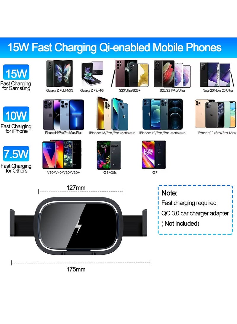 Excefore Wireless Car Charger for Galaxy Z Fold 5/4/3, 15W Fast Charging Car Mount, Air Vent Charging Car Phone Holder - Image 2