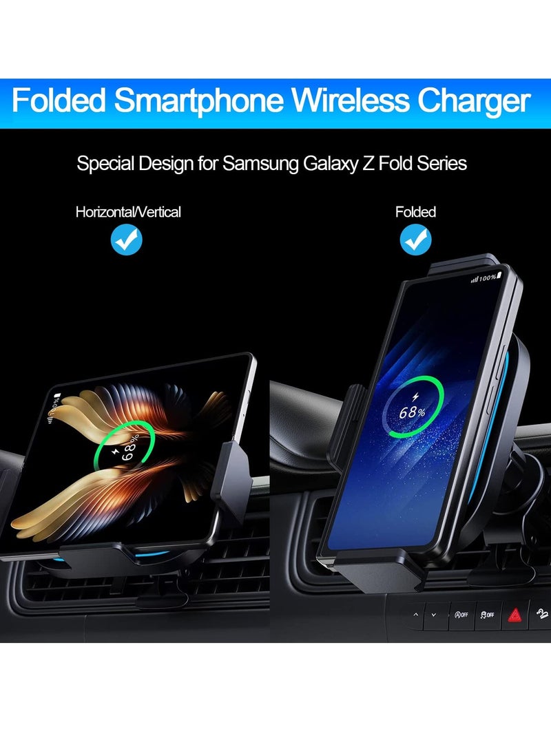 Excefore Wireless Car Charger for Galaxy Z Fold 5/4/3, 15W Fast Charging Car Mount, Air Vent Charging Car Phone Holder - Image 3