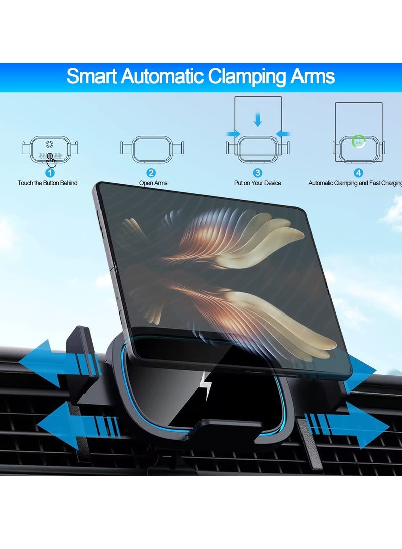 Excefore Wireless Car Charger for Galaxy Z Fold 5/4/3, 15W Fast Charging Car Mount, Air Vent Charging Car Phone Holder - Image 4