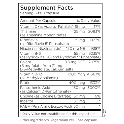 MethylPro BComplex LMethylfolate 5 mg Methylated Vitamin B Complex for Women and Men Cellular Energy Support with Folate Niacin and Biotin Vit B Supplement 90 Vegan Capsules - Image 5