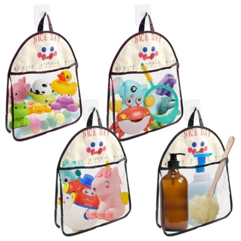 4 x Mesh Bath Toy Organizer The Perfect Bathtub Toy Holder and Bathroom or Shower Caddy These Multi-use Net Bags Make Baby Bath Toy Storage Easy For and Toddlers - Image 1